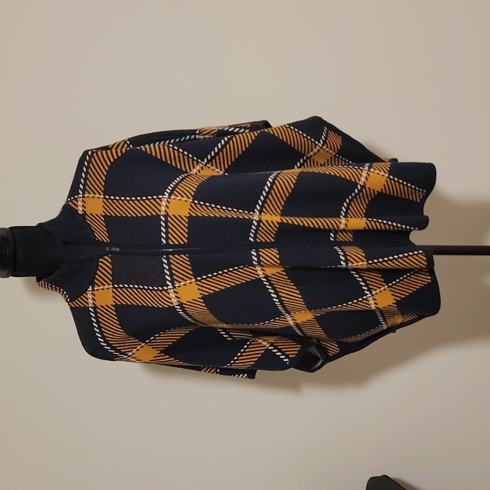 Jones New York Signature Women's Poncho Sweater, Blue & Yellow, Small/Medium